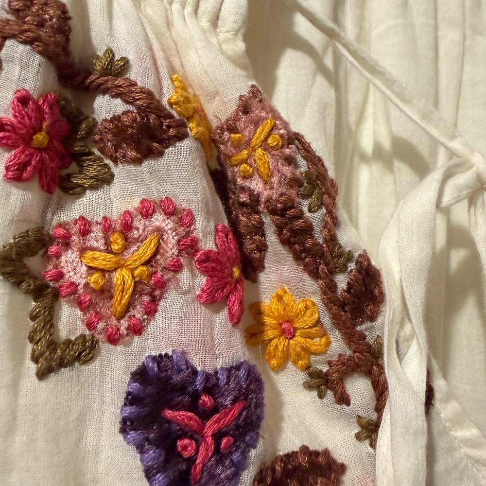 Free People Cream Maxi Dress with Multicolor Floral Embroidery 🔥Beautiful🔥 SizeM - Picture 6 of 8